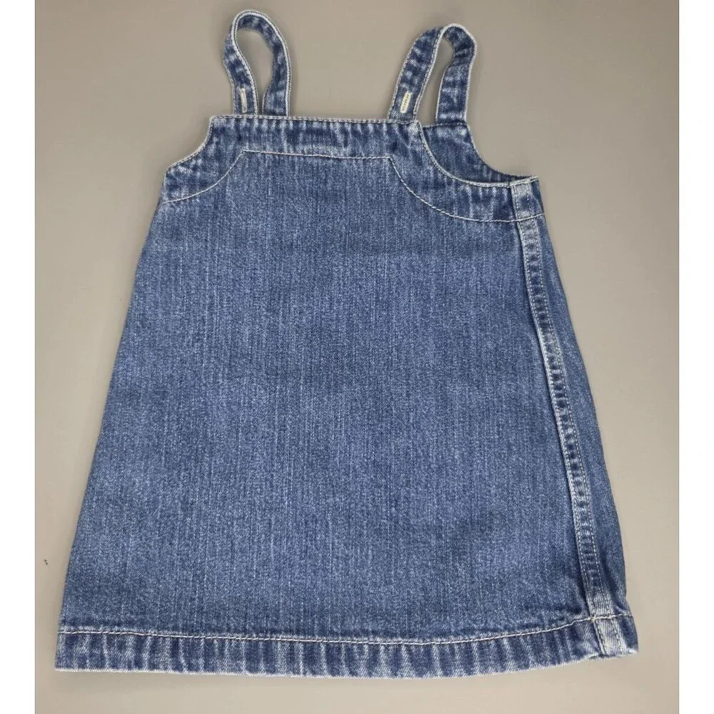 Vtg Ralph Lauren Infant Girls 6-12 Month Denim Jumper Dress Polo Bear Y2K